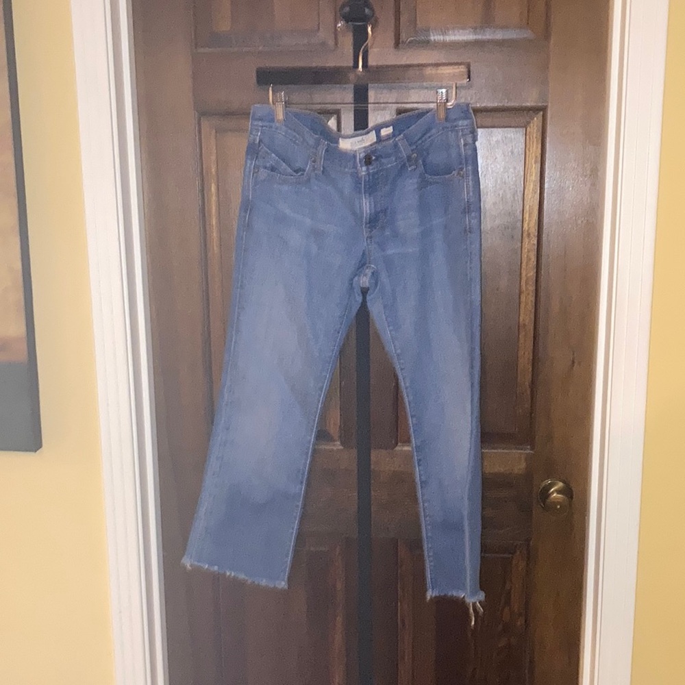 Old Navy Light Blue Ankle Cropped Flare Leg Jeans Ultra Low Waist Size 8 Regular